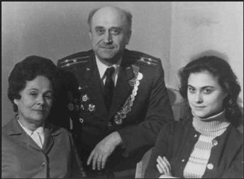 Полковник в отставке Лев Овсищер с женой и дочерью (1971)